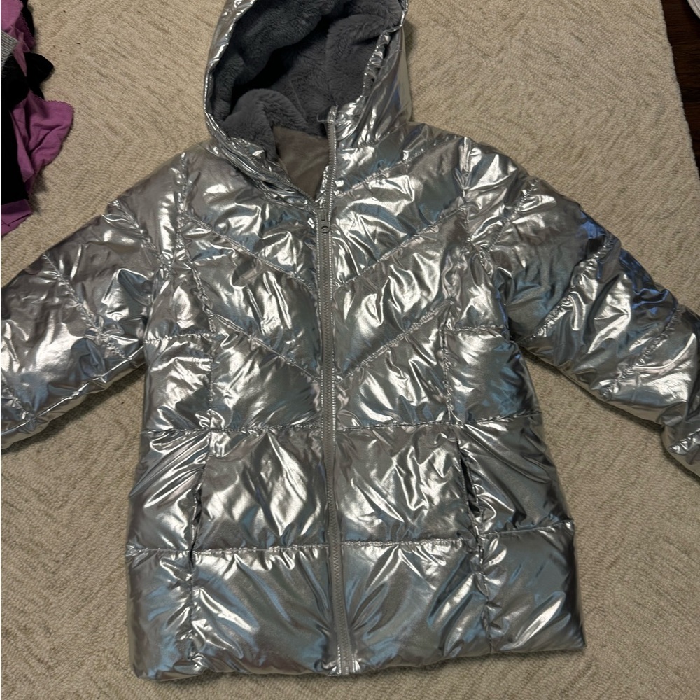 Kids Silver Puffer Jacket